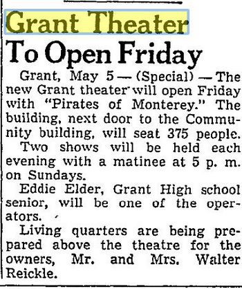 may 5 1948 opening Grant Theater, Grant